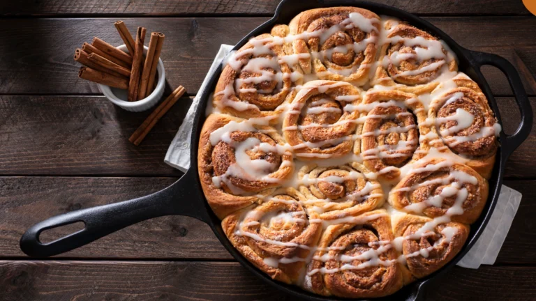 Golden Brown Sourdough Cinnamon Rolls Fresh Out of the Oven